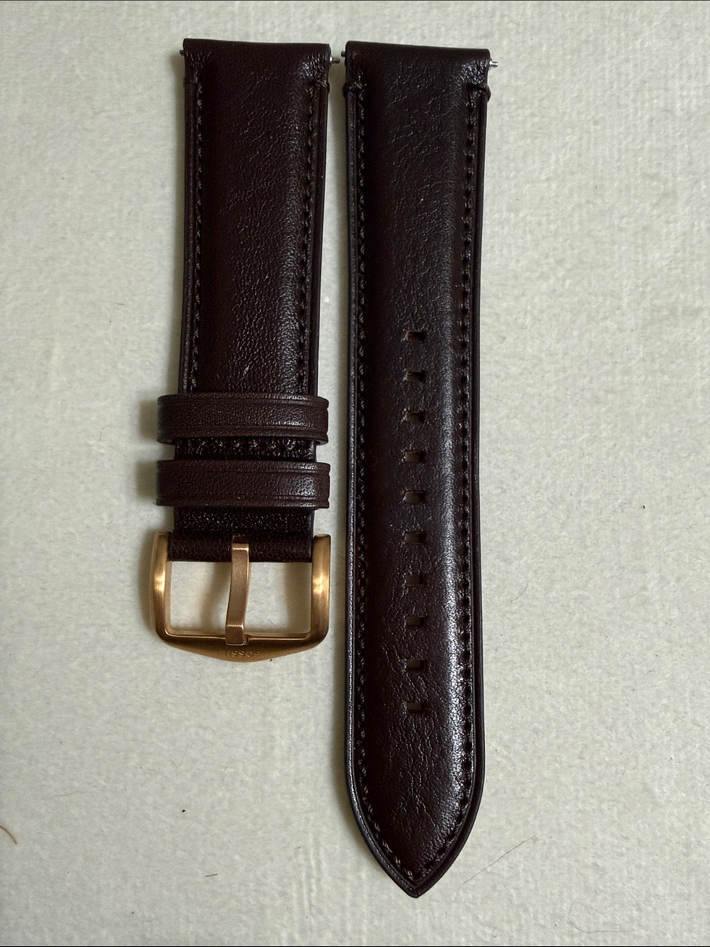 22mm Leather Watch Strap in Dark Brown with Rose Gold Buckle